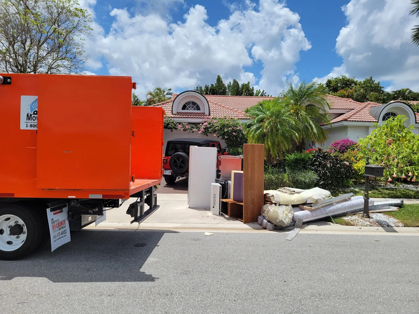 Residential junk removal in progress